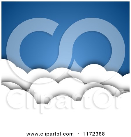 Clipart of a Background of 3d Puffy Clouds over Blue - Royalty Free Vector Illustration by vectorace