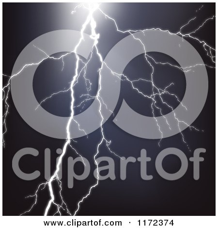 Clipart of a Strike of Lightning in a Dark Stormy Sky - Royalty Free Vector Illustration by vectorace