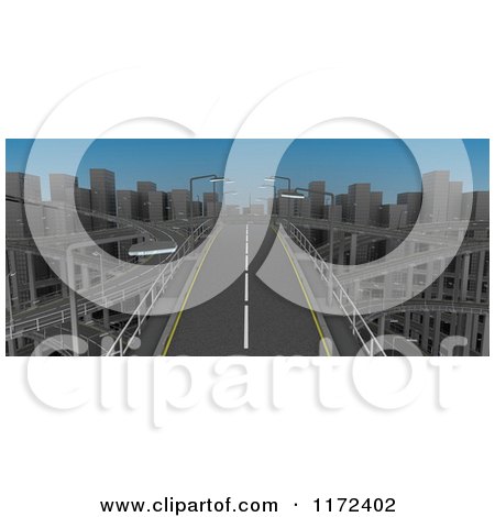 Clipart of a 3d Aerial View of a City Freeway - Royalty Free CGI Illustration by KJ Pargeter