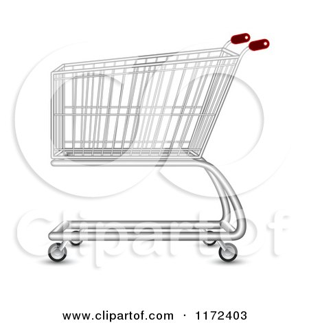 Clipart of a Metal Shopping Cart with Red Handles - Royalty Free Vector Illustration by vectorace