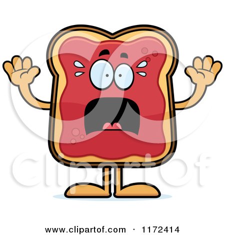 Cartoon of a Screaming Toast and Jam Mascot - Royalty Free Vector Clipart by Cory Thoman