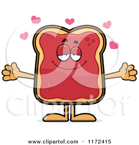 Cartoon of a Loving Toast and Jam Mascot - Royalty Free Vector Clipart by Cory Thoman