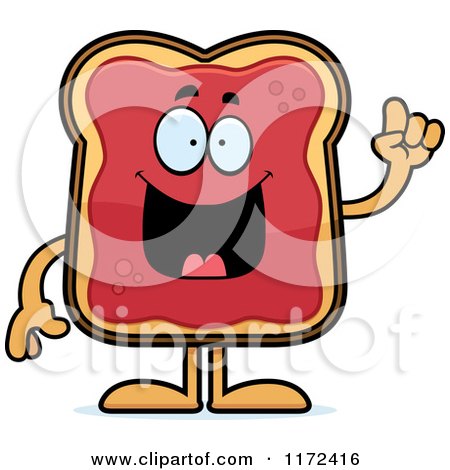 Cartoon of a Smart Toast and Jam Mascot with an Idea - Royalty Free Vector Clipart by Cory Thoman