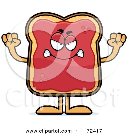 Cartoon of a Mad Toast and Jam Mascot - Royalty Free Vector Clipart by Cory Thoman