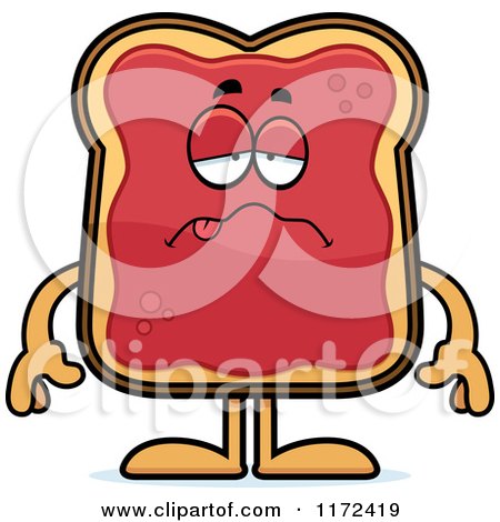 Cartoon of a Sick Toast and Jam Mascot - Royalty Free Vector Clipart by Cory Thoman