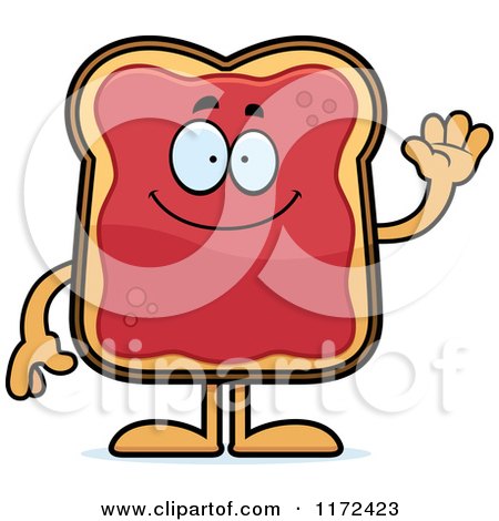 Cartoon of a Waving Toast and Jam Mascot - Royalty Free Vector Clipart by Cory Thoman