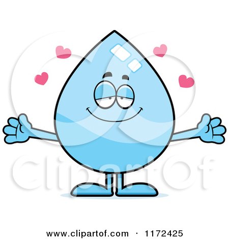 Cartoon of a Loving Water Drop Mascot - Royalty Free Vector Clipart by Cory Thoman