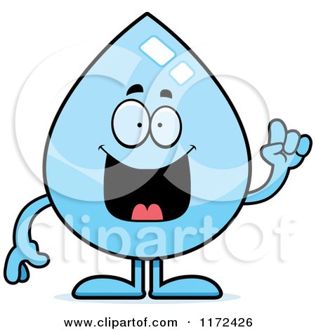 Cartoon of a Smart Water Drop Mascot with an Idea - Royalty Free Vector Clipart by Cory Thoman