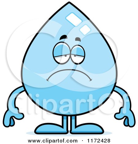 Cartoon of a Depressed Water Drop Mascot - Royalty Free Vector Clipart by Cory Thoman