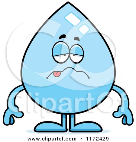 Cartoon of a Sick Water Drop Mascot - Royalty Free Vector Clipart by Cory Thoman