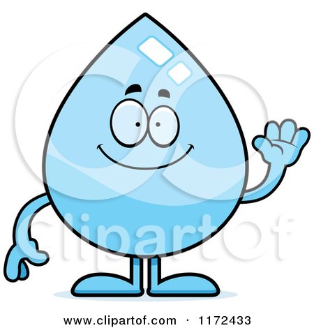 Cartoon of a Waving Water Drop Mascot - Royalty Free Vector Clipart by Cory Thoman