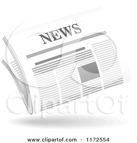 Clipart of a Floating Newspaper and Shadow - Royalty Free Vector Illustration by Vector Tradition SM
