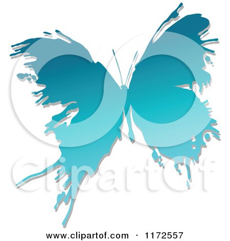 Clipart of a Blue Ink Splatter Butterfly - Royalty Free Vector Illustration by Vector Tradition SM