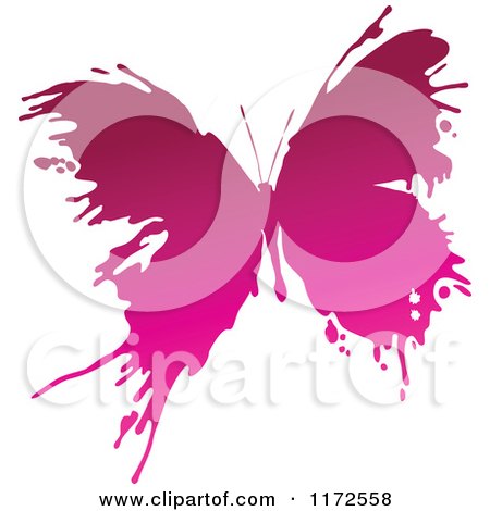 Clipart of a Pink Ink Splatter Butterfly - Royalty Free Vector Illustration by Vector Tradition SM