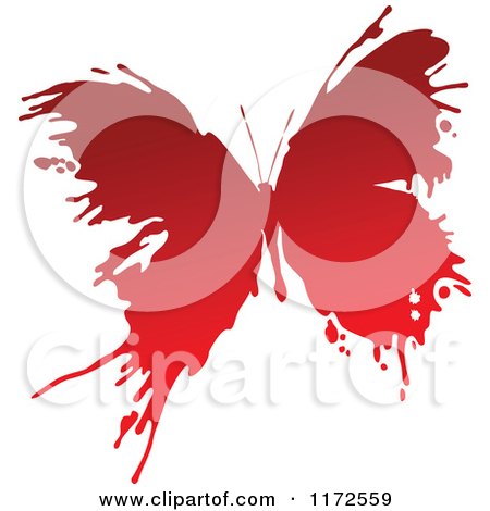 Clipart of a Red Ink Splatter Butterfly - Royalty Free Vector Illustration by Vector Tradition SM