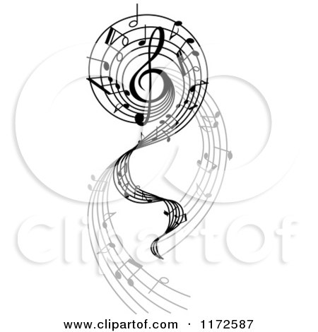 Clipart of a Music Swirl with Notes - Royalty Free Vector Illustration by Vector Tradition SM