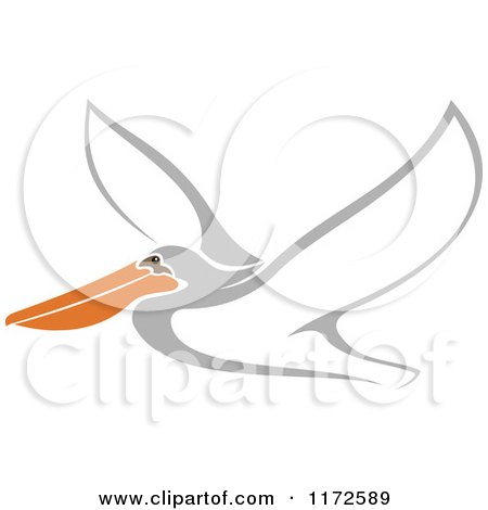 Clipart of a Flying Pelican Bird - Royalty Free Vector Illustration by Vector Tradition SM
