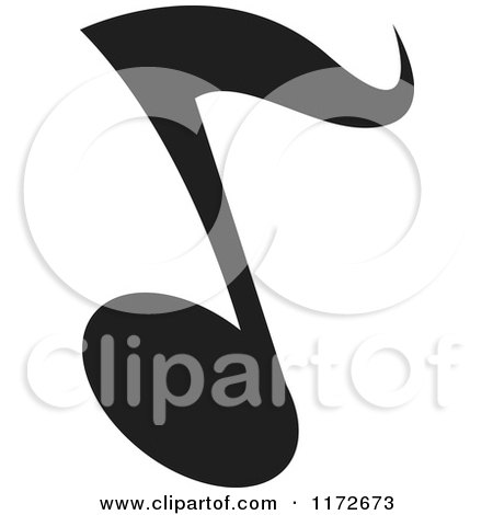 Clipart of a Black Music Eighth Note - Royalty Free Vector Illustration by Andy Nortnik