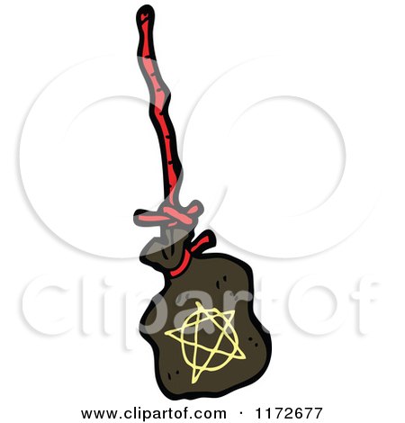Cartoon of a Witch Spell Bag - Royalty Free Vector Clipart by lineartestpilot