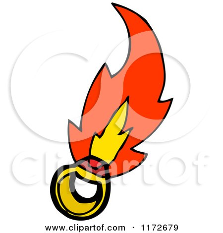 Cartoon of a Magic Ring with Red Flames - Royalty Free Vector Clipart by lineartestpilot