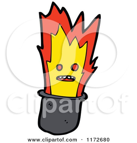 Cartoon of a Magic Hat with Flames - Royalty Free Vector Clipart by lineartestpilot