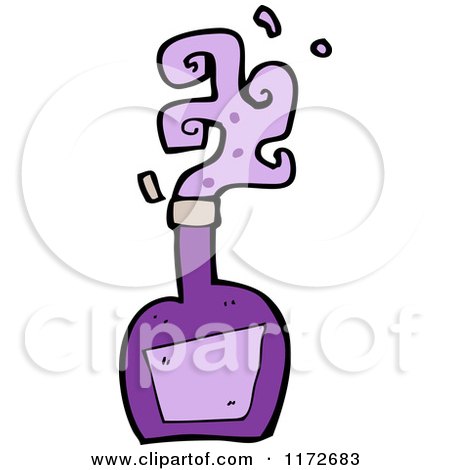 Cartoon of a Purple Potion Bottle - Royalty Free Vector Clipart by lineartestpilot