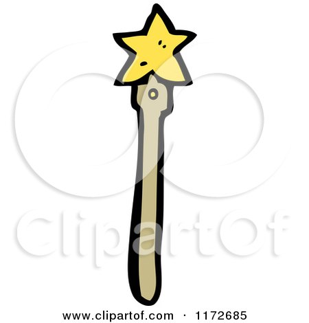 Cartoon of a Star Magic Wand - Royalty Free Vector Clipart by lineartestpilot