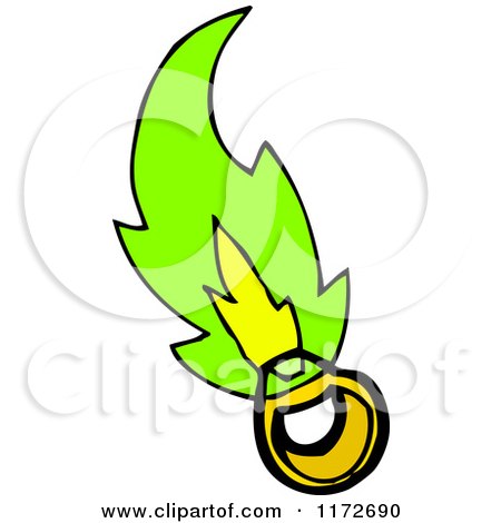 Cartoon of a Magic Ring with Green Flames - Royalty Free Vector Clipart by lineartestpilot
