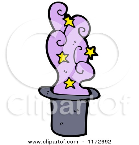 Cartoon of a Top Hat with Magic Stars and Smoke - Royalty Free Vector Clipart by lineartestpilot