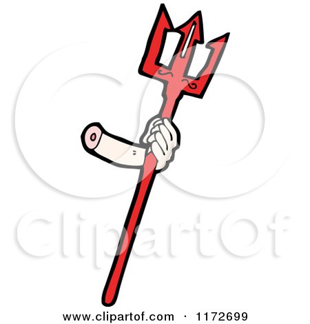 Cartoon of a Severed Hand Holding a Trident Spear - Royalty Free Vector Clipart by lineartestpilot