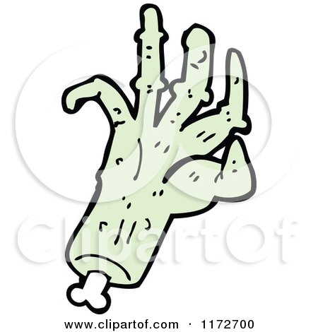 Cartoon of a Green Zombie Hand - Royalty Free Vector Clipart by lineartestpilot