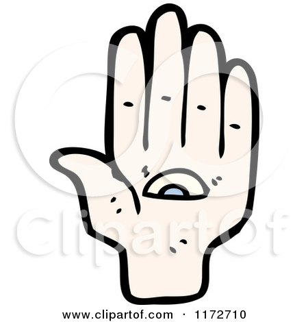 Cartoon of a Hand with an Eye - Royalty Free Vector Clipart by lineartestpilot