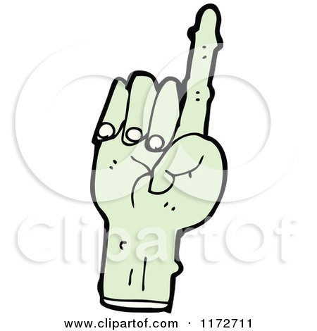 Cartoon of a Pointing Green Zombie Hand - Royalty Free Vector Clipart by lineartestpilot