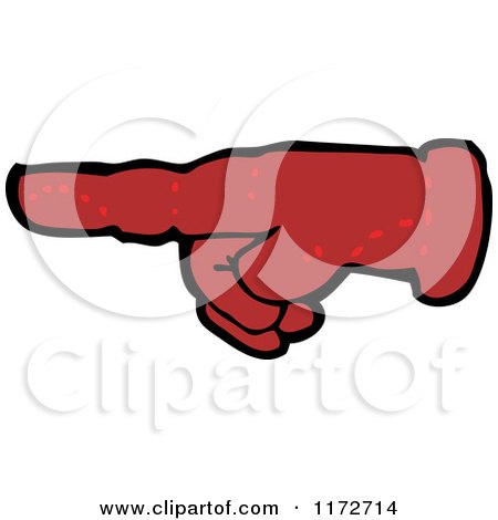 Cartoon of a Pointng Red Hand - Royalty Free Vector Clipart by lineartestpilot