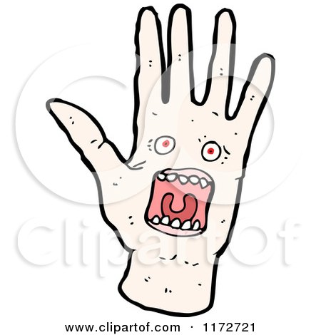 Cartoon of a Screaming Hand - Royalty Free Vector Clipart by lineartestpilot