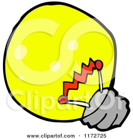 Cartoon of a Yellow Light Bulb - Royalty Free Vector Clipart by lineartestpilot