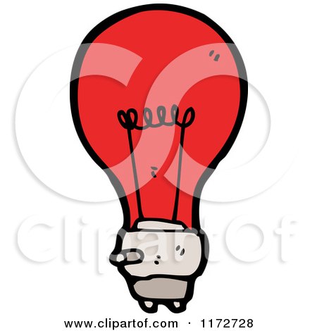 Cartoon of a Red Light Bulb - Royalty Free Vector Clipart by lineartestpilot