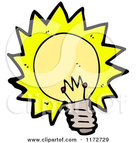 Cartoon of a Yellow Light Bulb - Royalty Free Vector Clipart by lineartestpilot
