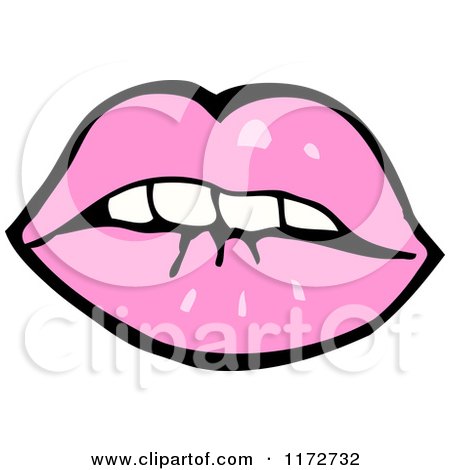 Cartoon of a Nervous Pink Mouth - Royalty Free Vector Clipart by lineartestpilot