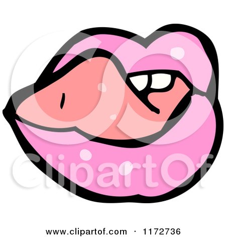 Cartoon of a Pink Mouth and Tongue - Royalty Free Vector Clipart by lineartestpilot