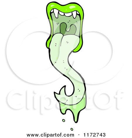 Cartoon of Green Lips and a Tongue - Royalty Free Vector Clipart by lineartestpilot