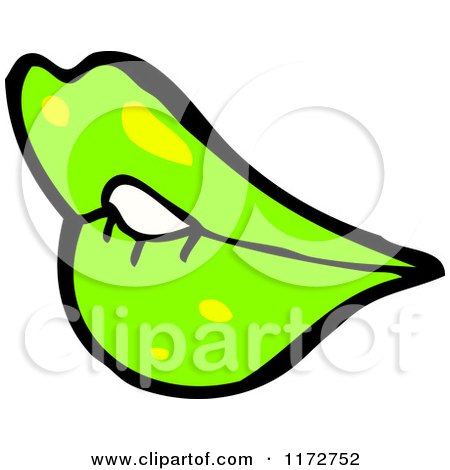 Cartoon of Green Lips - Royalty Free Vector Clipart by lineartestpilot