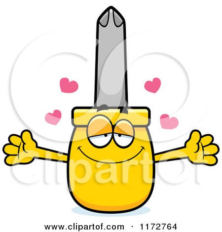 Cartoon of a Loving Philips Screwdriver Mascot - Royalty Free Vector Clipart by Cory Thoman