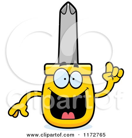 Cartoon of a Smart Philips Screwdriver Mascot with an Idea - Royalty Free Vector Clipart by Cory Thoman