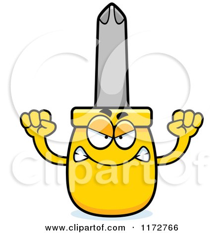 Cartoon of a Mad Philips Screwdriver Mascot - Royalty Free Vector Clipart by Cory Thoman