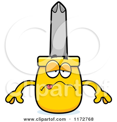 Cartoon of a Sick Philips Screwdriver Mascot - Royalty Free Vector Clipart by Cory Thoman