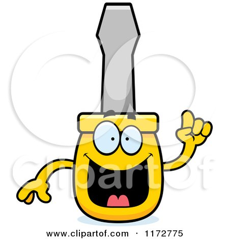 Cartoon of a Smart Screwdriver Mascot with an Idea - Royalty Free Vector Clipart by Cory Thoman
