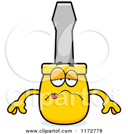 Cartoon of a Sick Screwdriver Mascot - Royalty Free Vector Clipart by Cory Thoman
