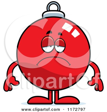 Cartoon of a Depressed Christmas Ornament Mascot - Royalty Free Vector Clipart by Cory Thoman