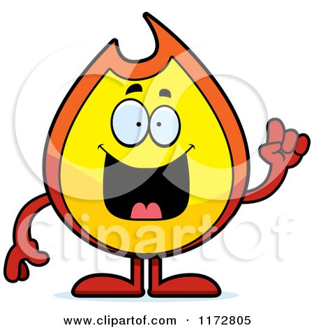 Cartoon of a Smart Fire Mascot with an Idea - Royalty Free Vector Clipart by Cory Thoman